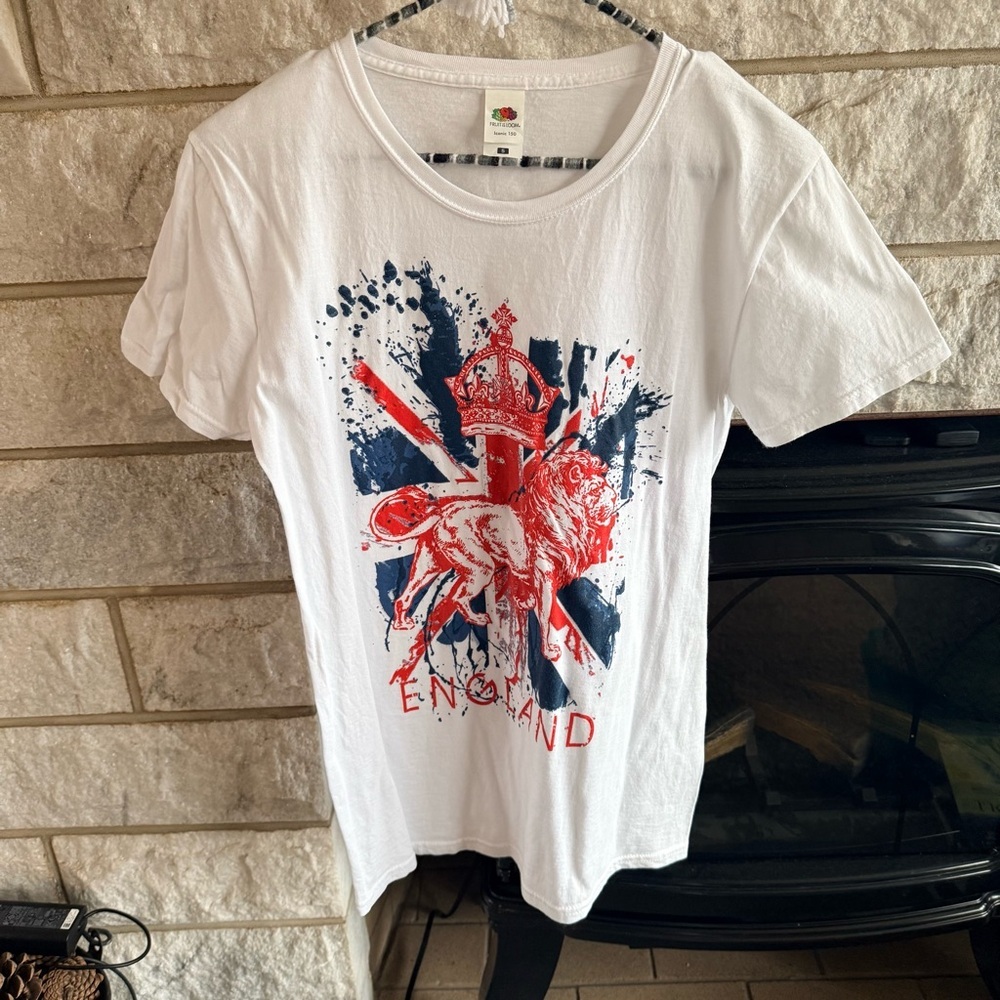 Fruit of the Loom England White T-Shirt Women’s Cut Small